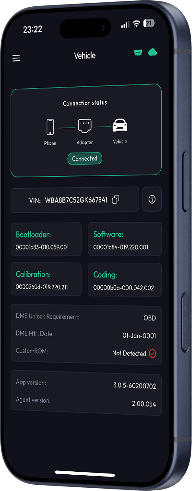 bootmod3 App Vehicle Screen